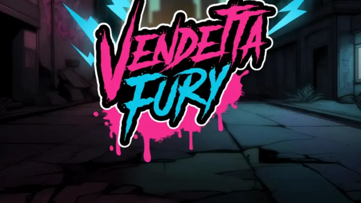 Tampilan visual neon cyberpunk dari slot Vendetta Fury